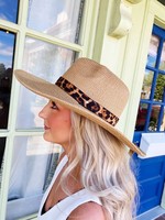 Bloom and Company Straw Hat with Leopard Band