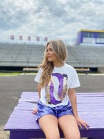 Bloom and Company Purple and Gold Fringe Boot Tee