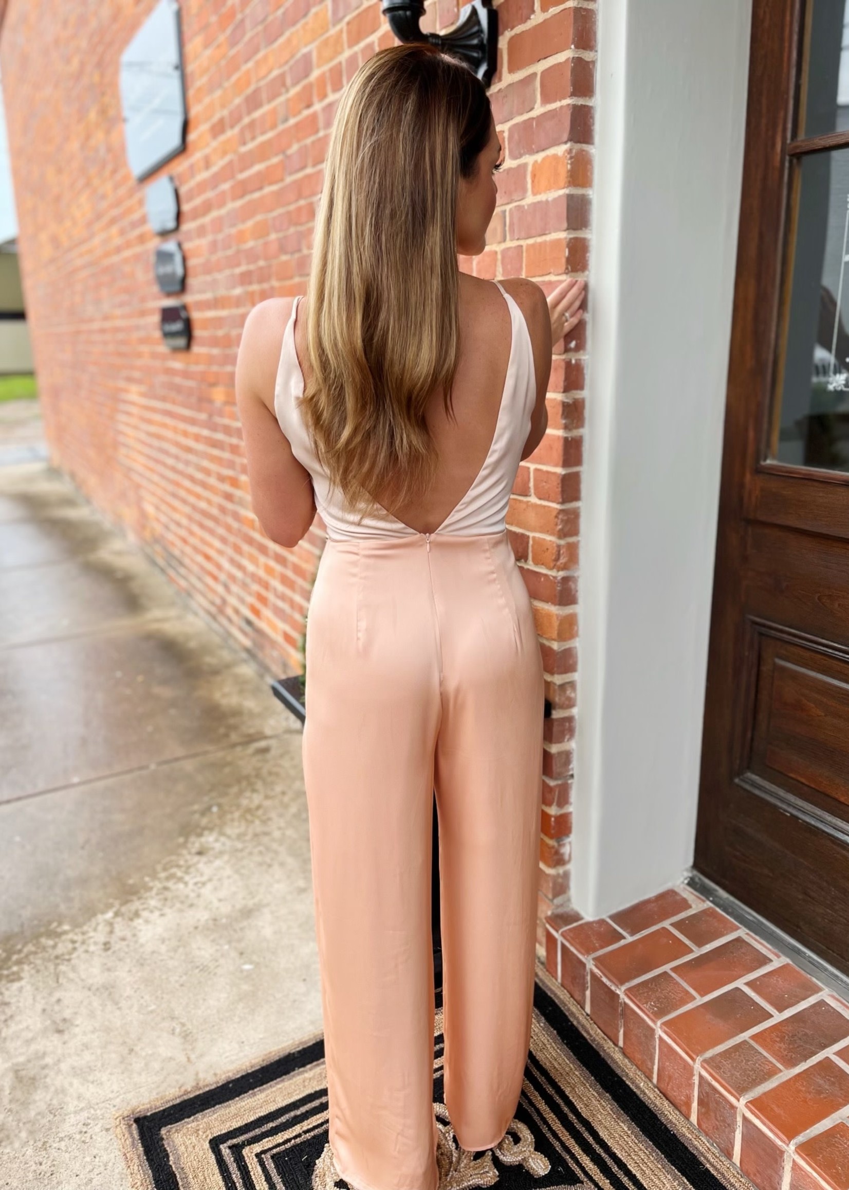 Bloom and Company Champagne Color Block Sleeveless Jumpsuit