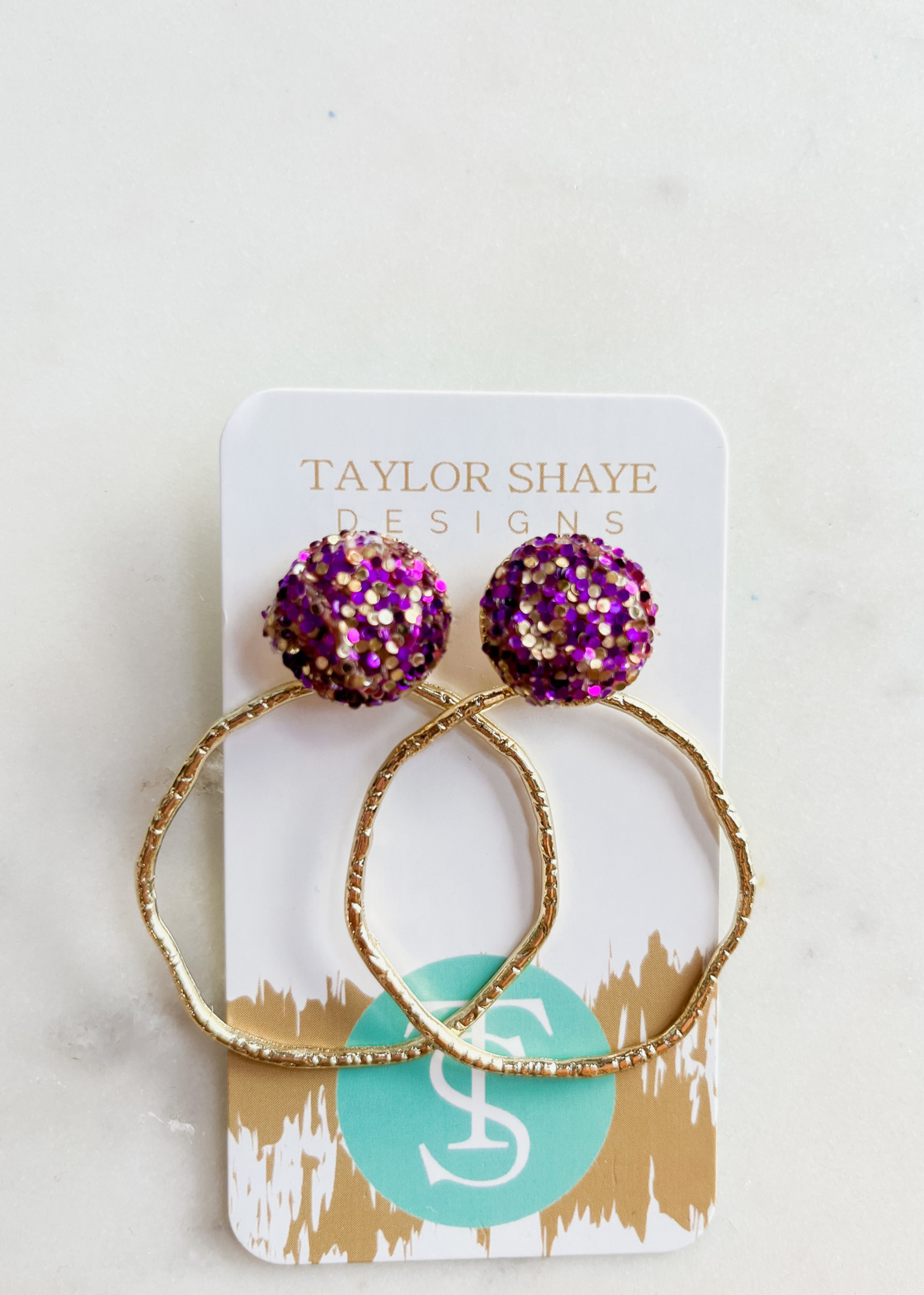Bloom and Company Taylor Shaye Glitter Top Round Hoops
