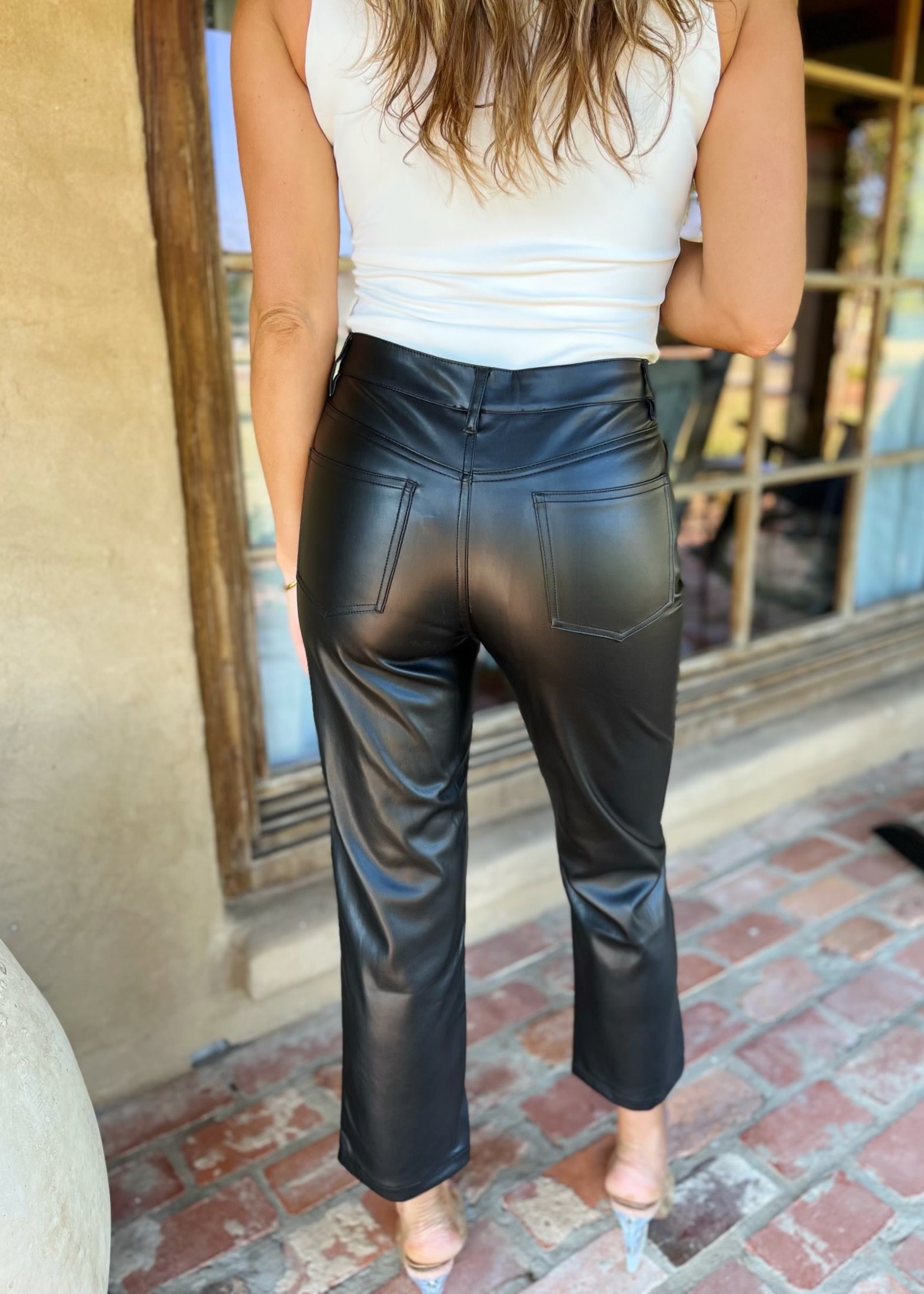 Bloom and Company Faux Leather Straight Leg Pants