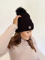 Bloom and Company Jewel Embelsihed Knit Beanie with PomPom