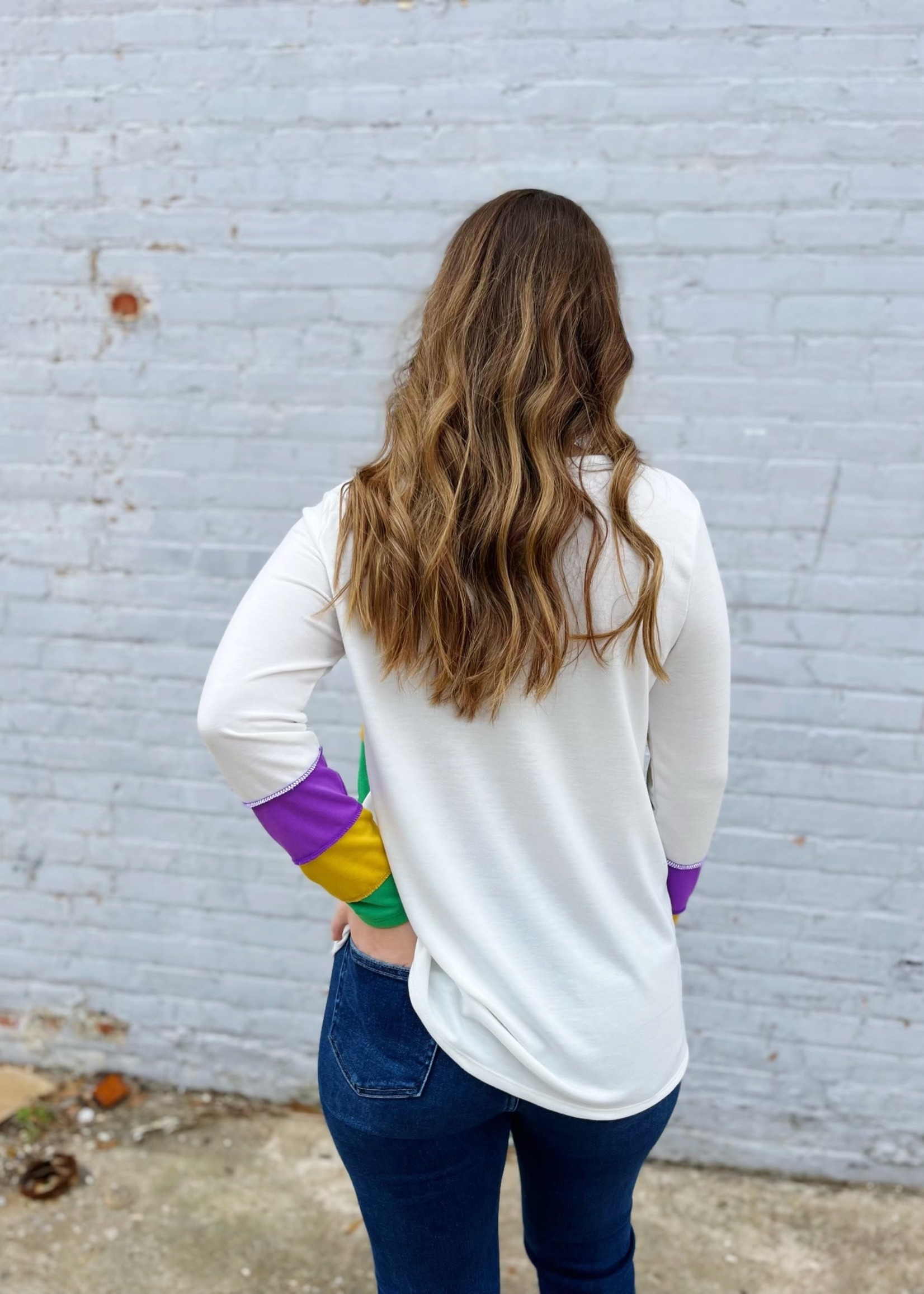 Bloom and Company Mardi Gras Colorblock Long Sleeve Top