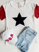 Bloom and Company Red, White, and Blue Sequin Star Top