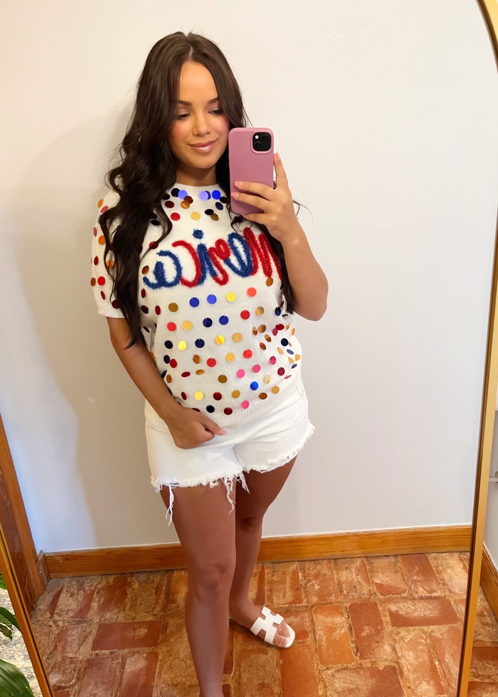 Bloom and Company Ivory 'Merica Short Sleeve Pullover
