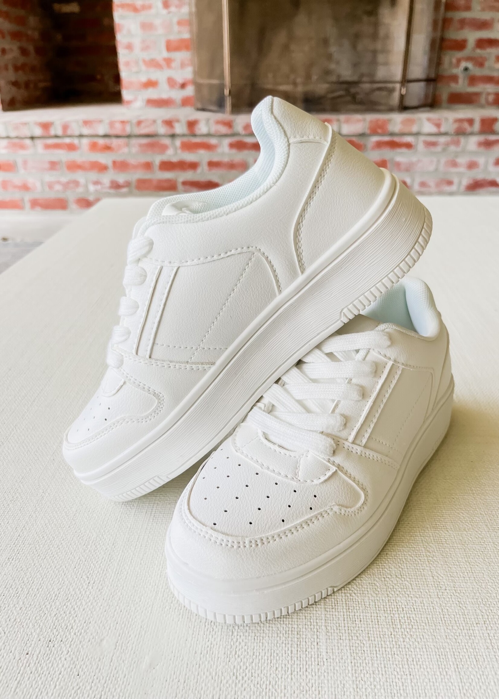 Bloom and Company White Basketball Platform Sneakers