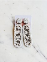 Bloom and Company White and Gold Beaded Gameday Earrings
