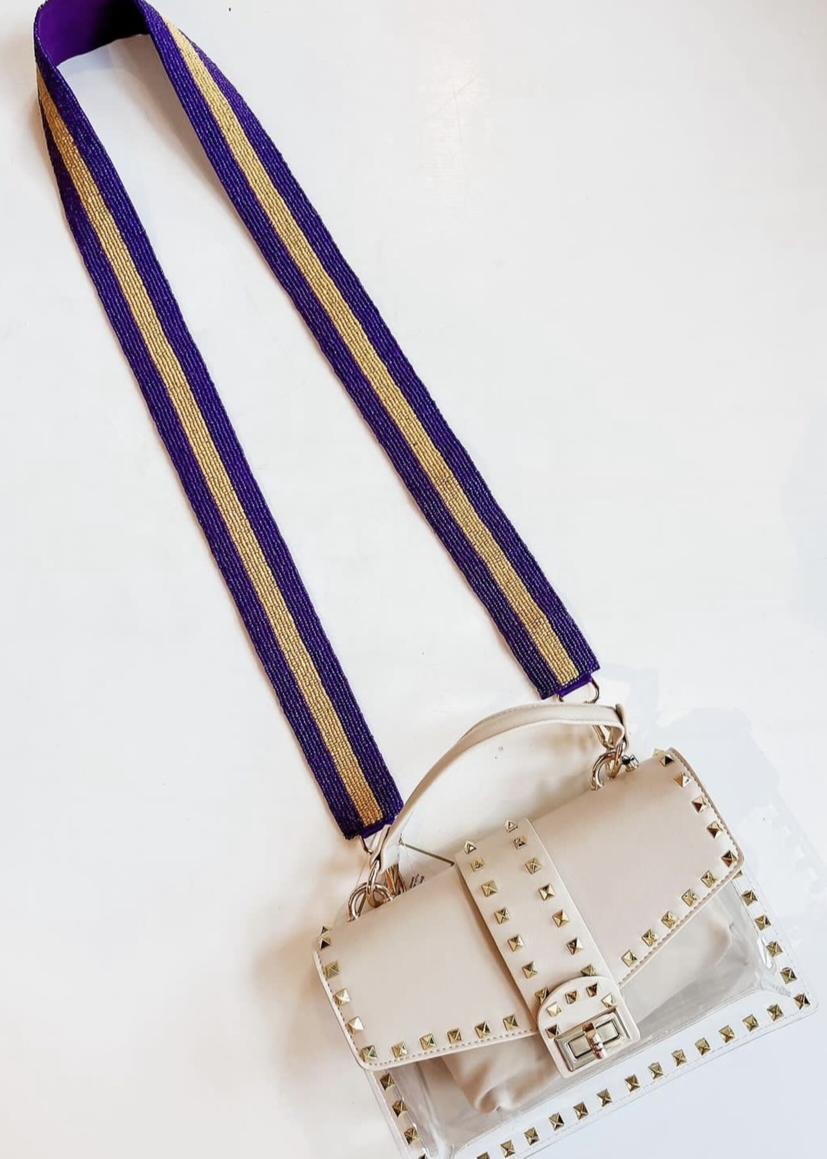 Bloom and Company Purple and Yellow Beaded Gameday Purse Strap