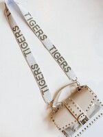 Bloom and Company White and Gold Beaded Tigers Purse Strap