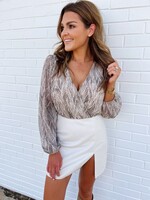 Bloom and Company Cream Faux Leather Mini Skirt