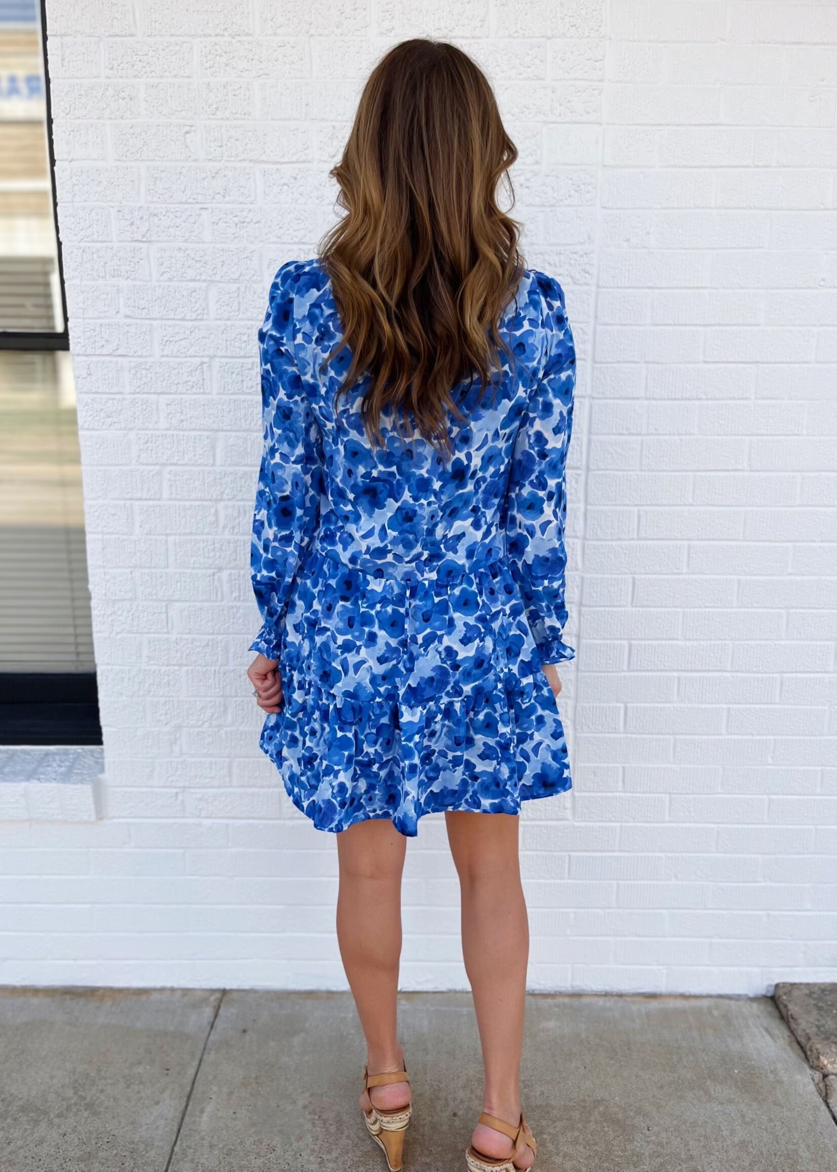 Bloom and Company Blue Floral Button Up Dress