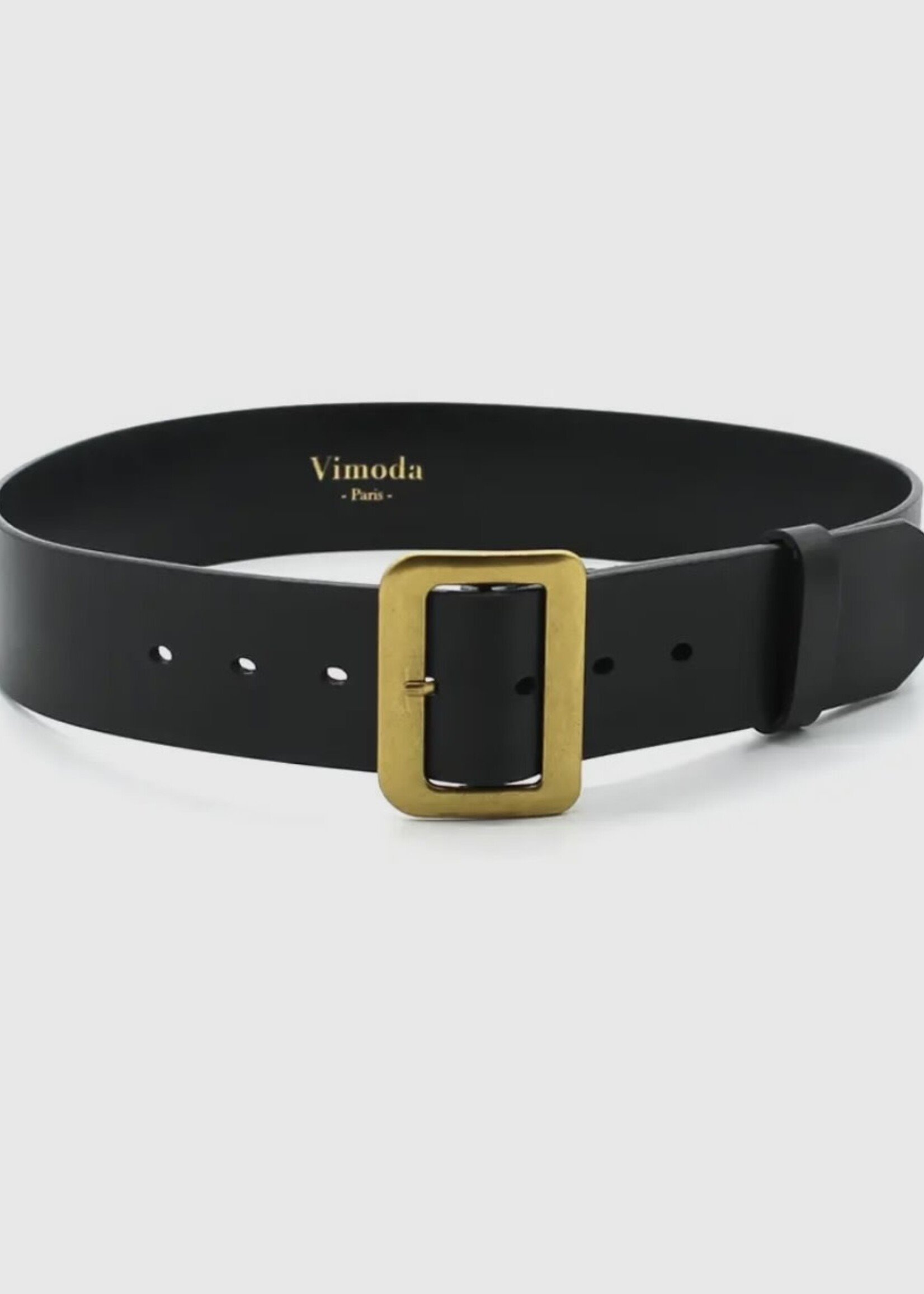 Bloom and Company Nicole Black Rectangle Buckle Leather Belt