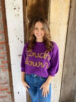 Bloom and Company Purple and Gold Metallic Touchdown Sweater