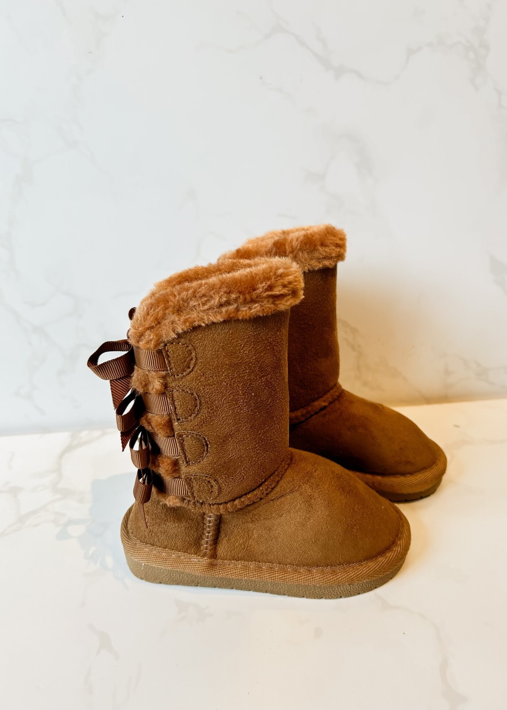 Bloom and Company Baby/Toddler Tan Ann Bow Fur Boots