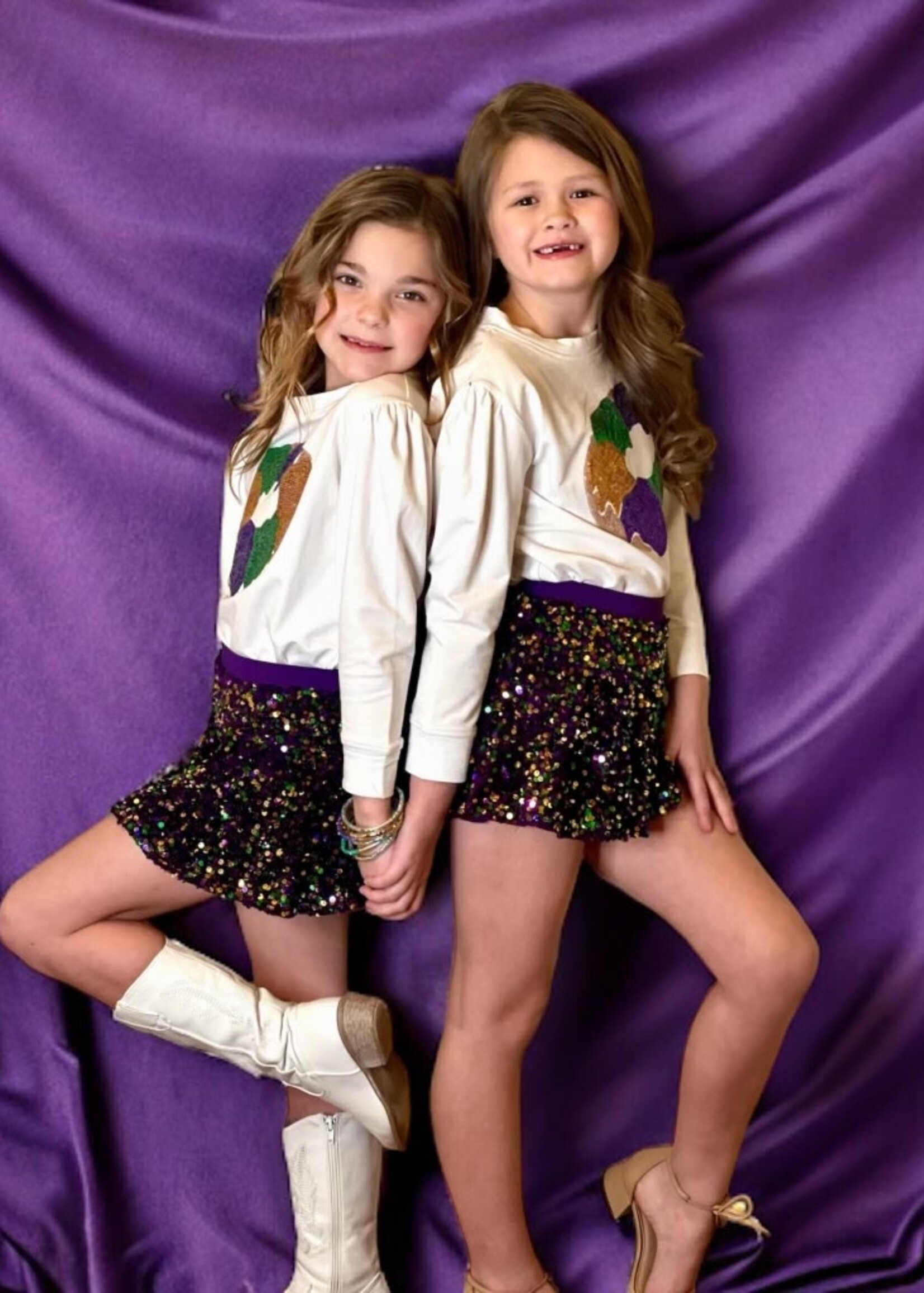 Bloom and Company Girls Mardi Gras Sequin Velvet Skort