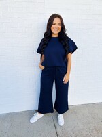 Bloom and Company Navy Short Sleeve Sweatshirt and Pants Set