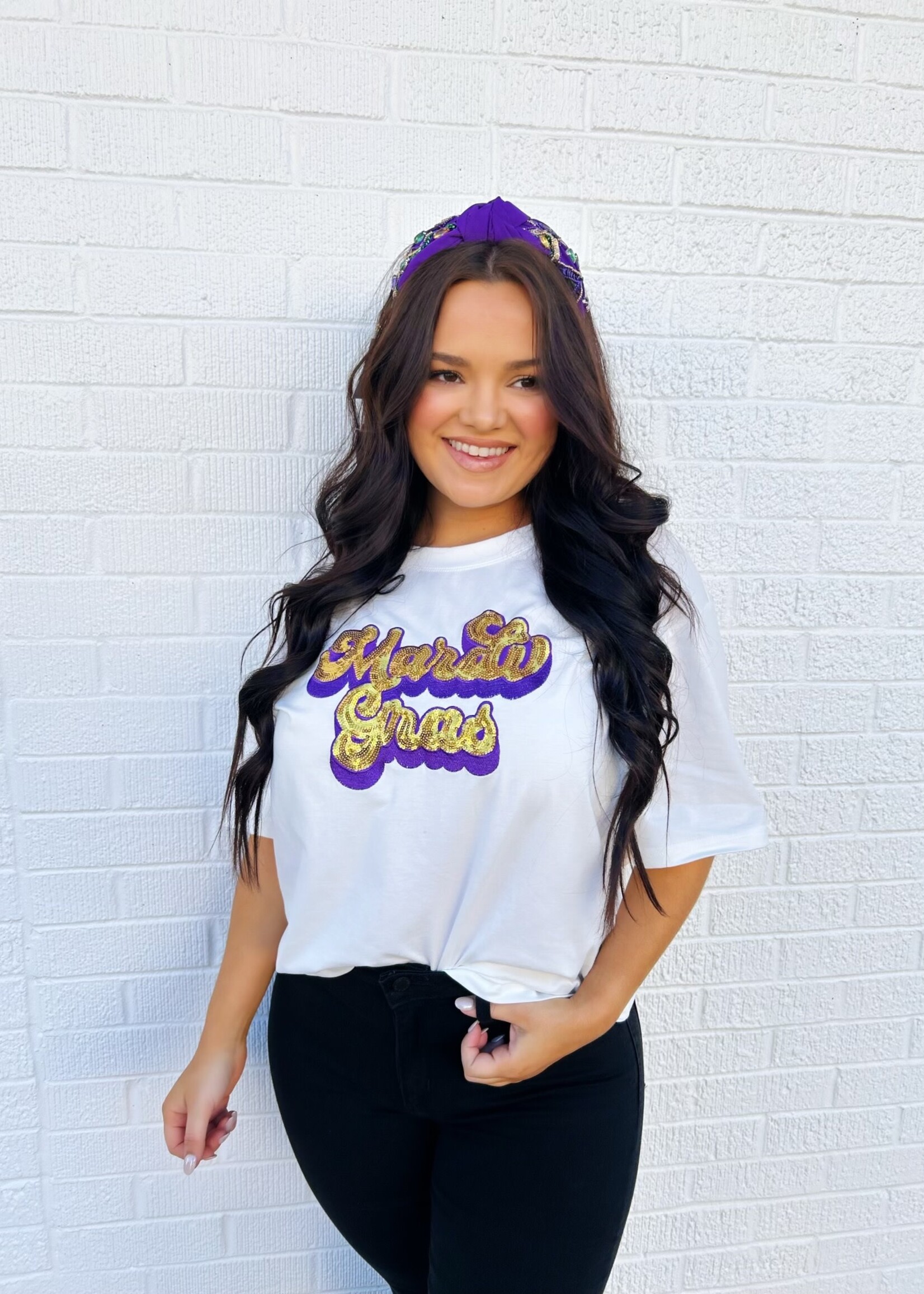 Bloom and Company Mardi Gras Sequin Tee