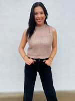 Bloom and Company Taupe Metallic Sweater Vest