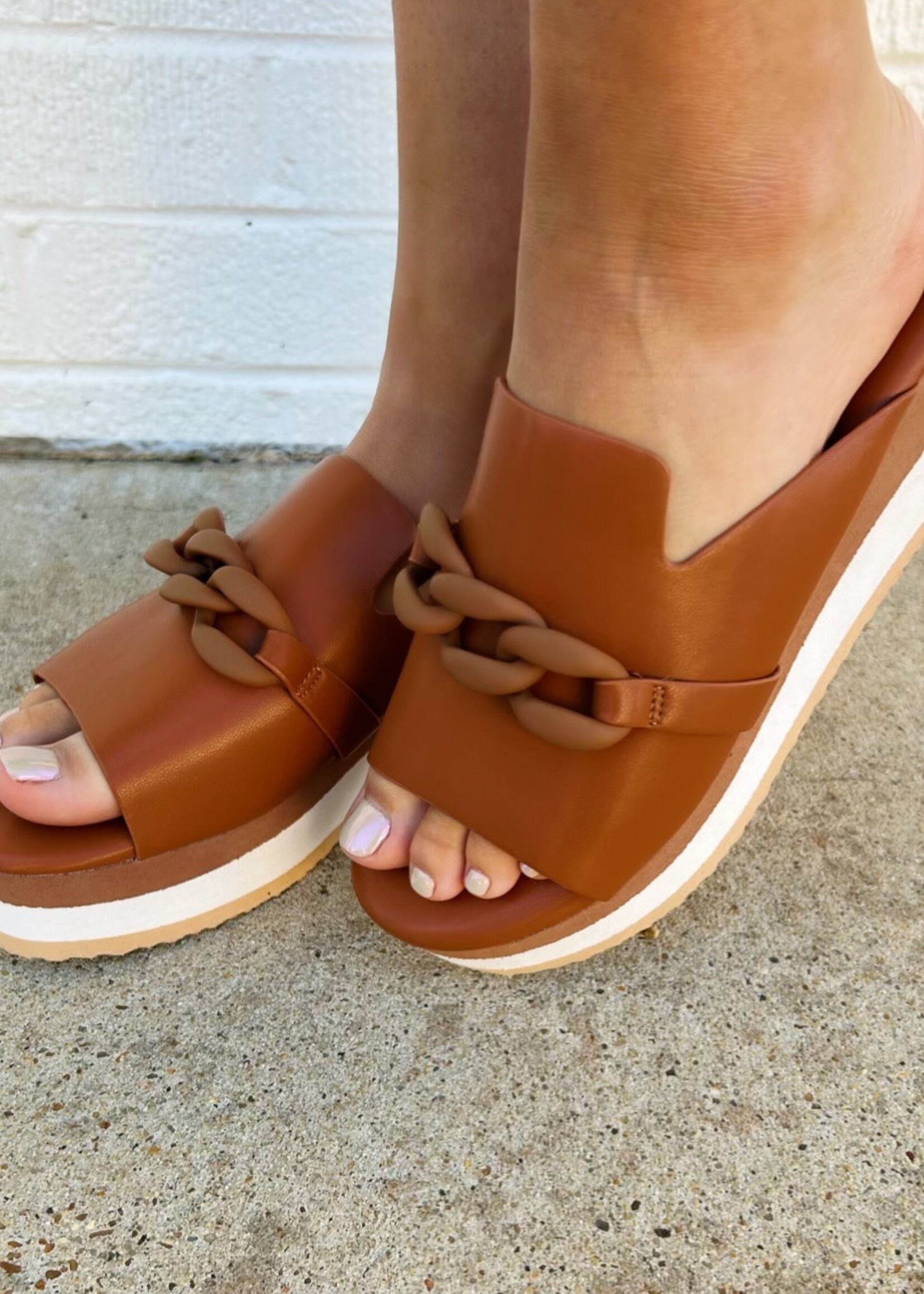 Bloom and Company Tan Saint Chain Platform Sandals