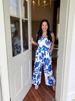 Bloom and Company Blue Floral Tank and Pants Set