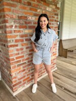 Bloom and Company Blue Denim Button Down Romper