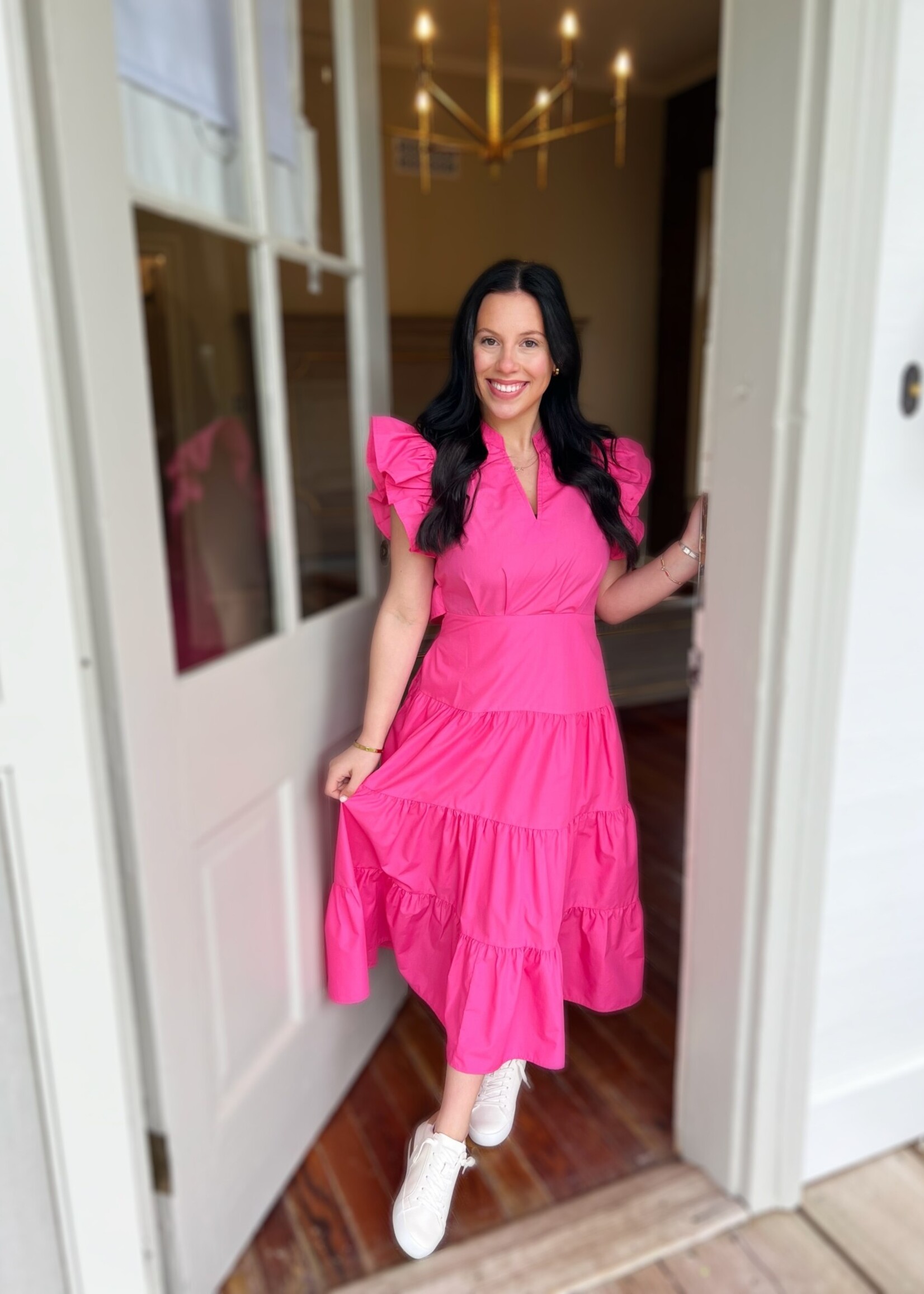Bloom and Company Hot Pink Tier Maxi Dress