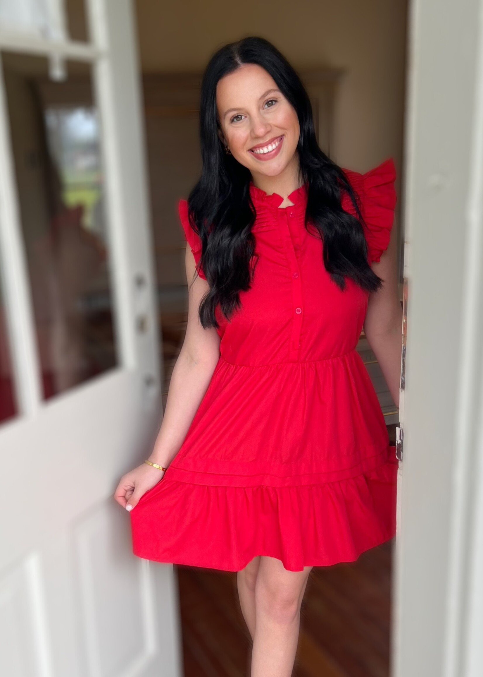 Bloom and Company Red Ruffle Baby Doll Dress