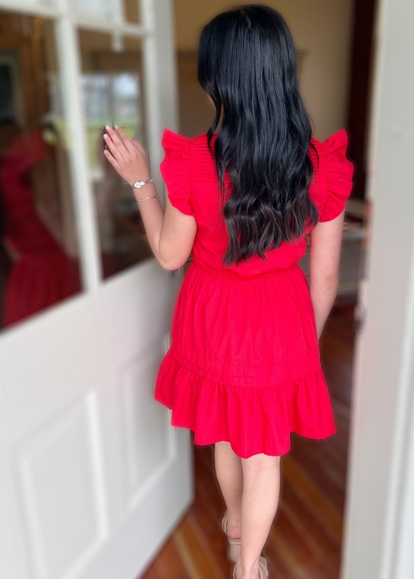 Bloom and Company Red Ruffle Baby Doll Dress