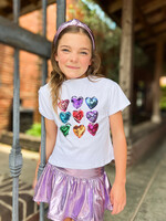 Bloom and Company Girls Sequin Rainbow Hearts Tee