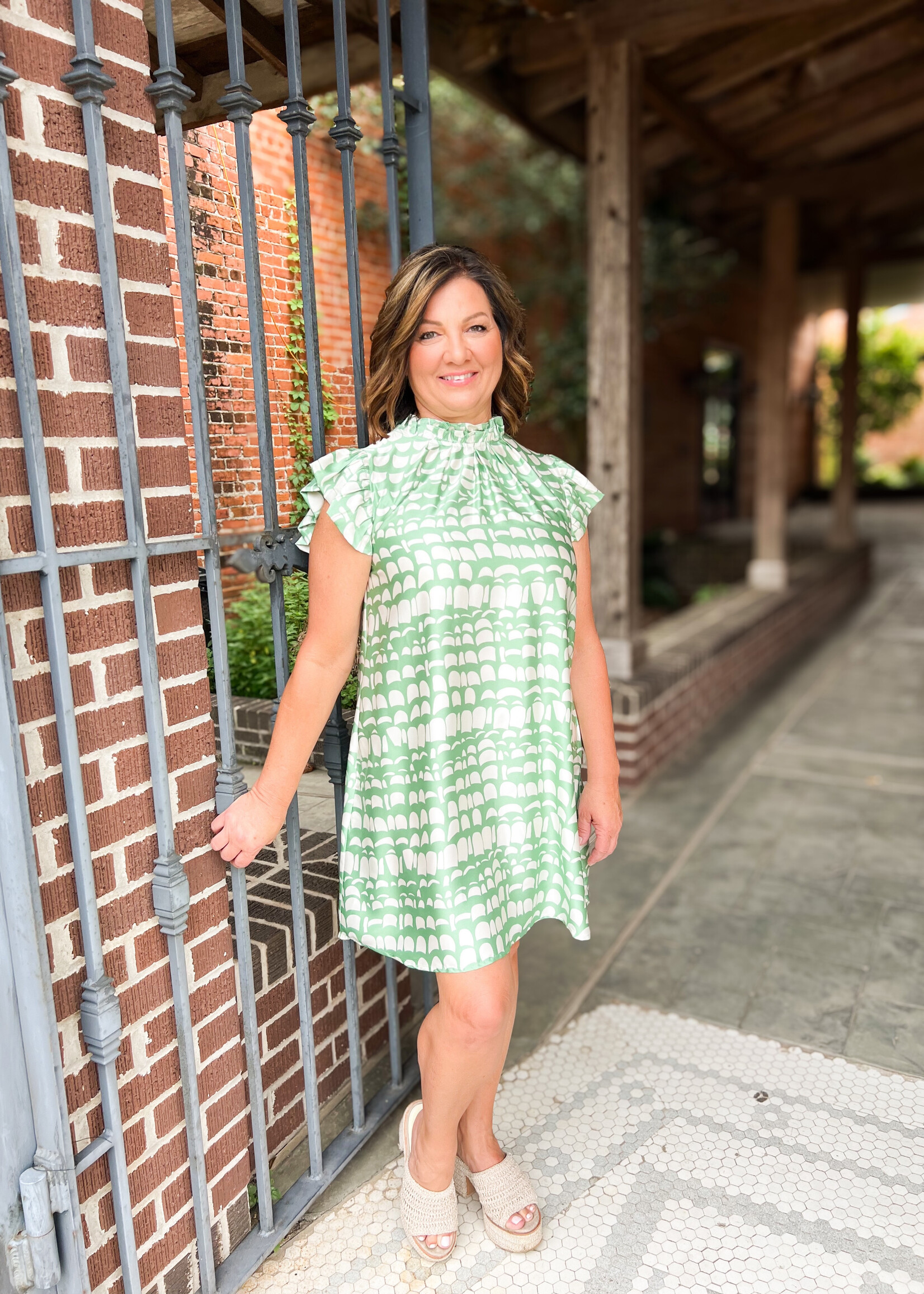 Bloom and Company Apple Green Short Sleeve Detailed Dress