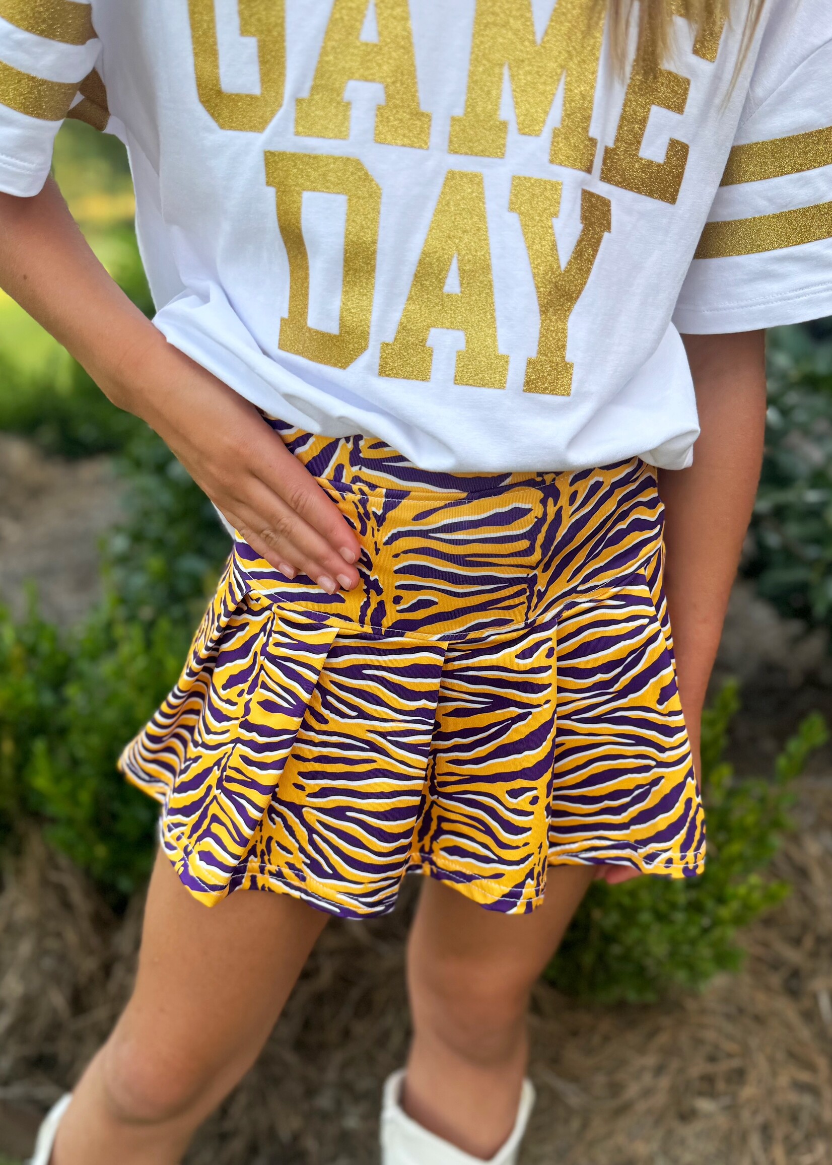Bloom and Company Youth Purple & Yellow Tiger Stripe Tennis Skort