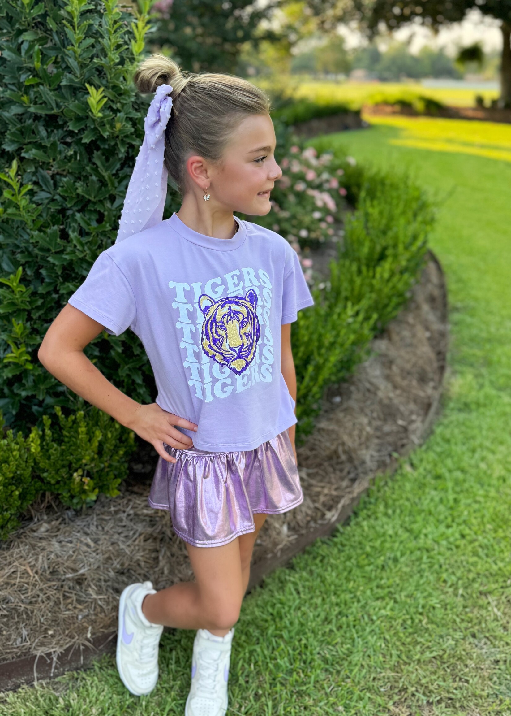 Bloom and Company Youth Lavender Wavy Tiger T-Shirt