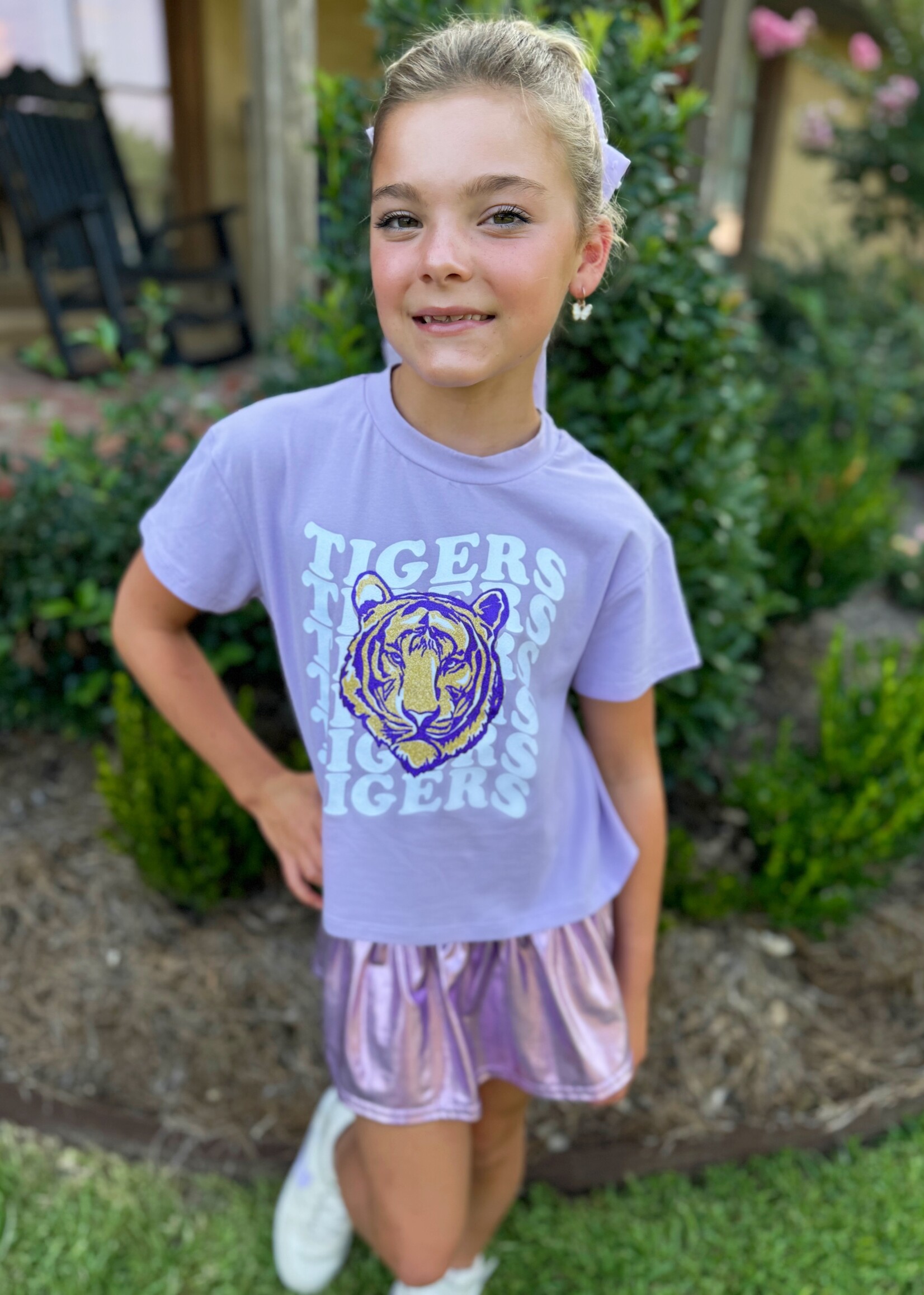 Bloom and Company Youth Lavender Wavy Tiger T-Shirt