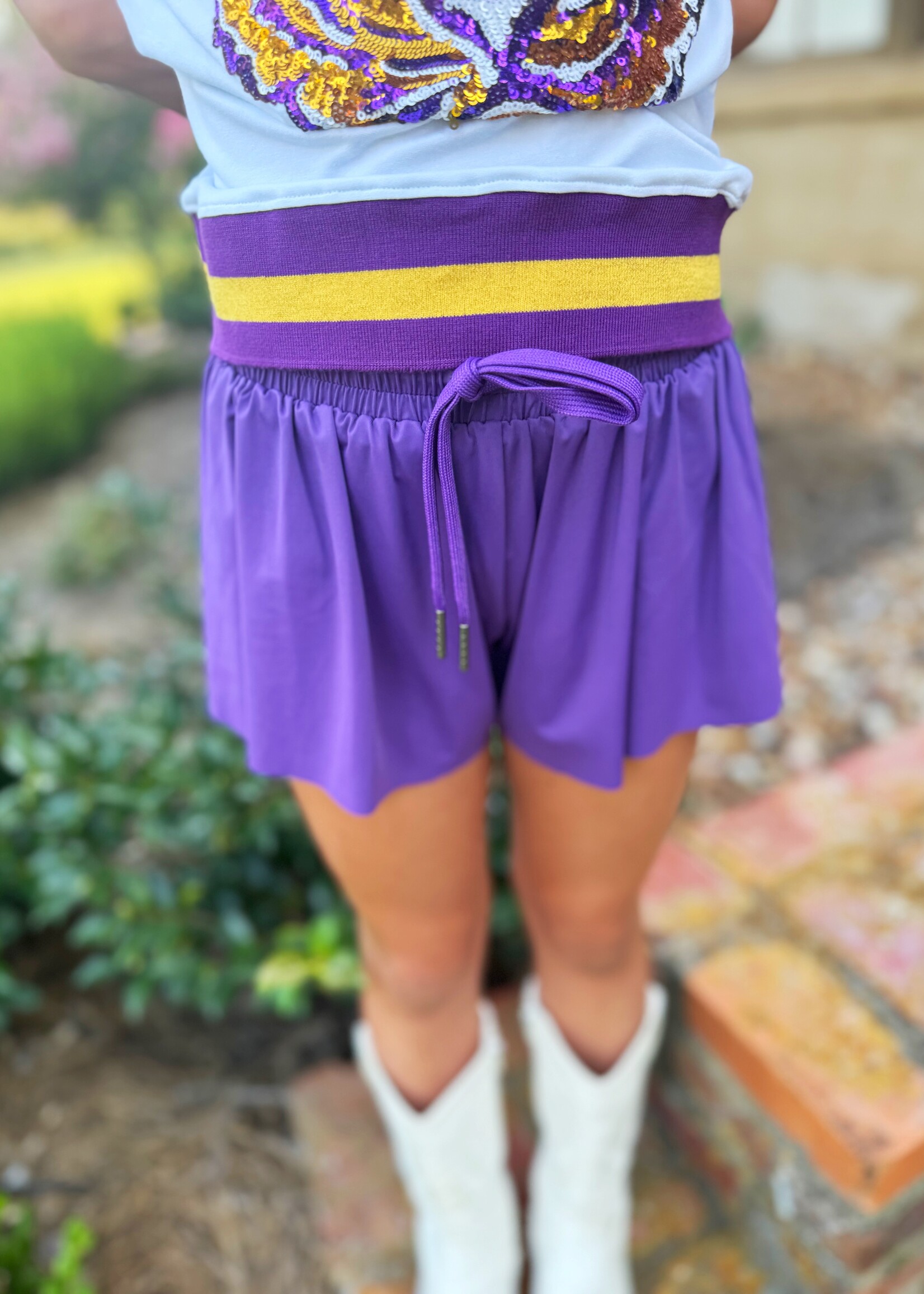 Bloom and Company Purple Butterfly Flowy Shorts