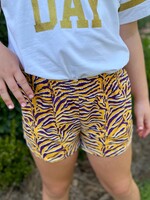 Bloom and Company Purple & Yellow Tiger Stripe Steph Shorts