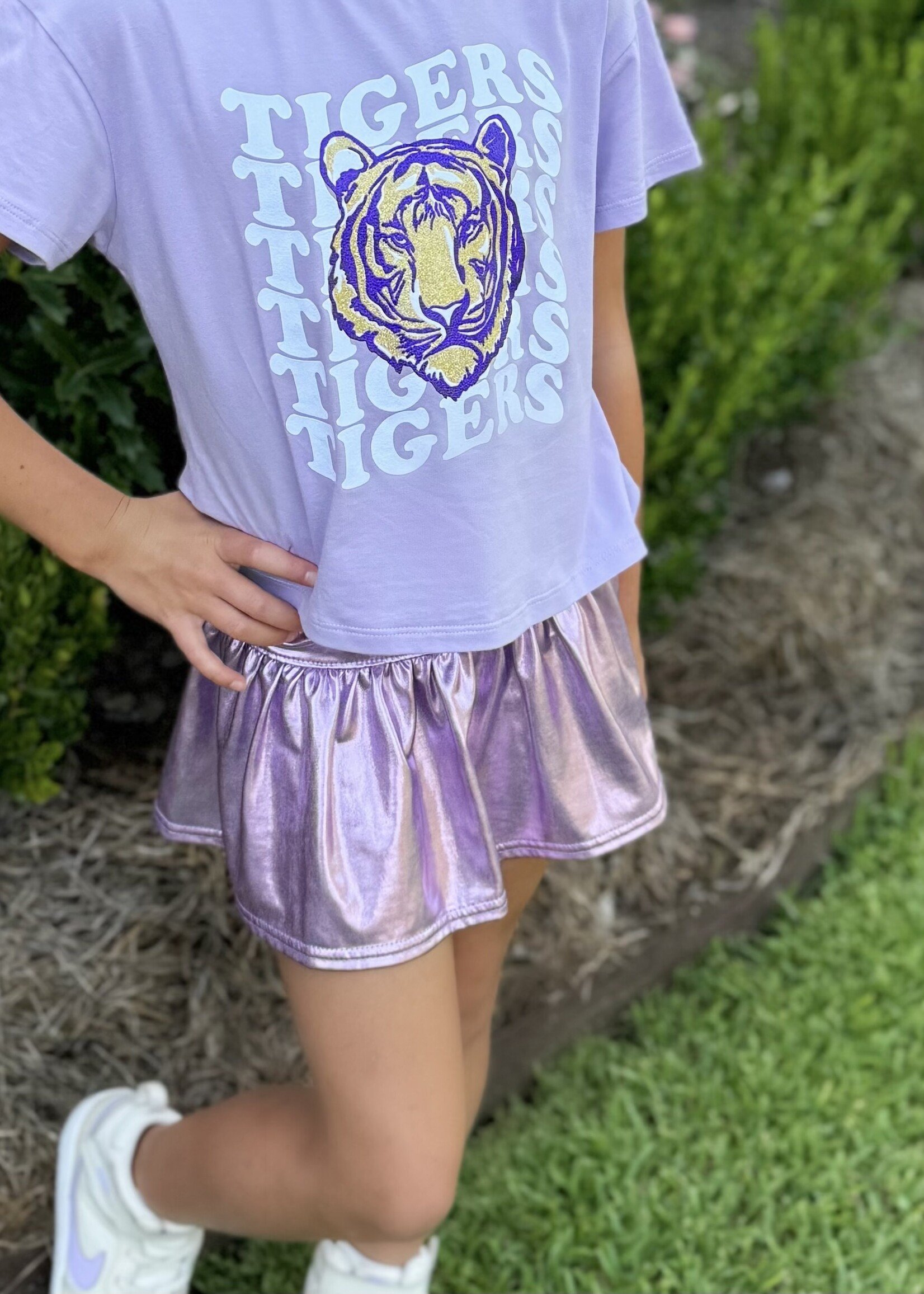 Bloom and Company Youth Lavender Metallic Gathered Skort