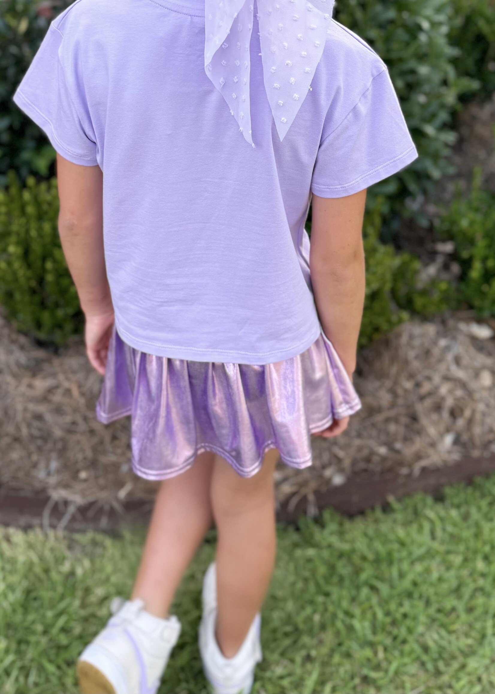 Bloom and Company Youth Lavender Metallic Gathered Skort