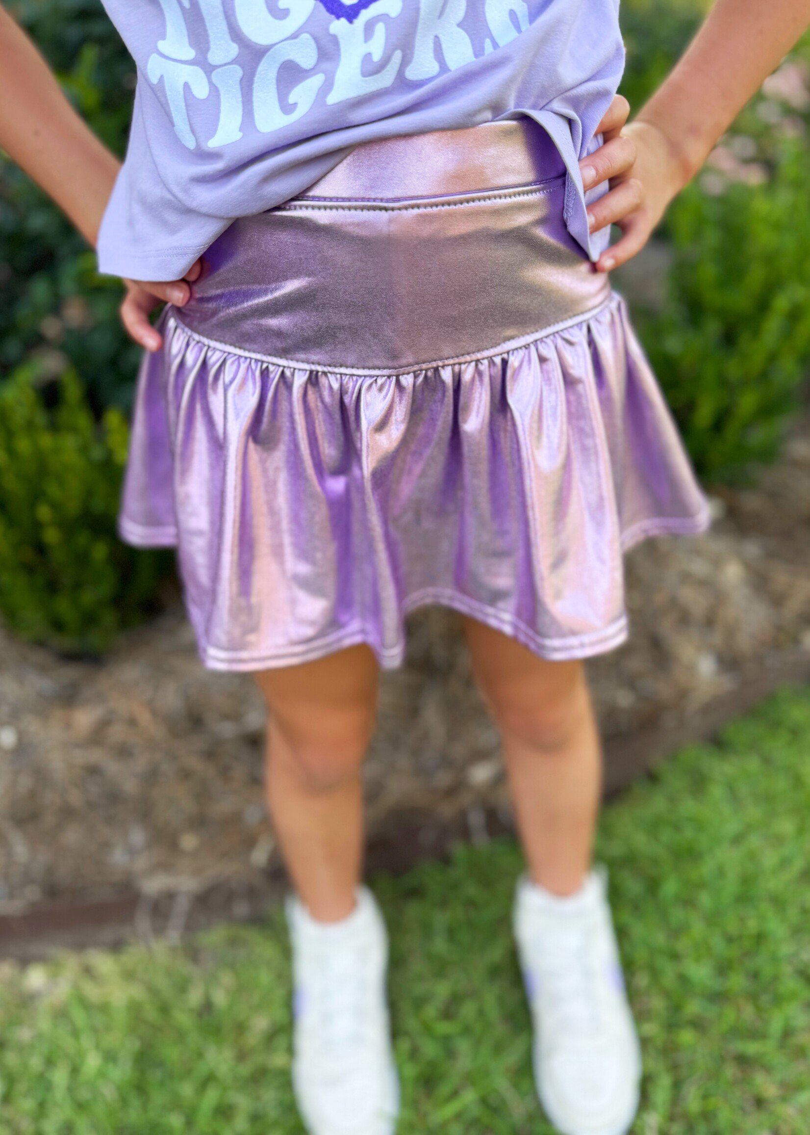 Bloom and Company Youth Lavender Metallic Gathered Skort