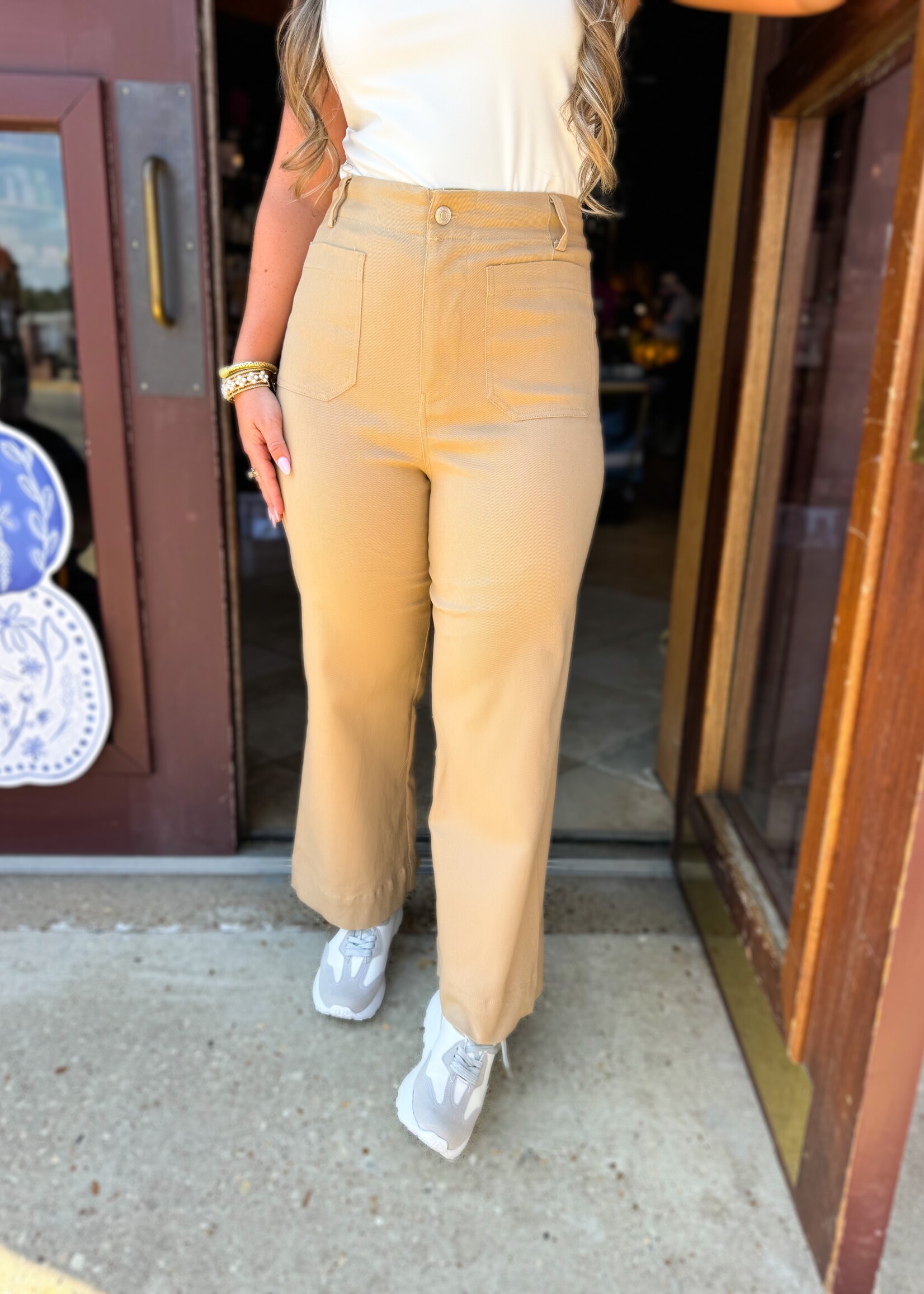 Bloom and Company Taupe Wide Leg Jeans