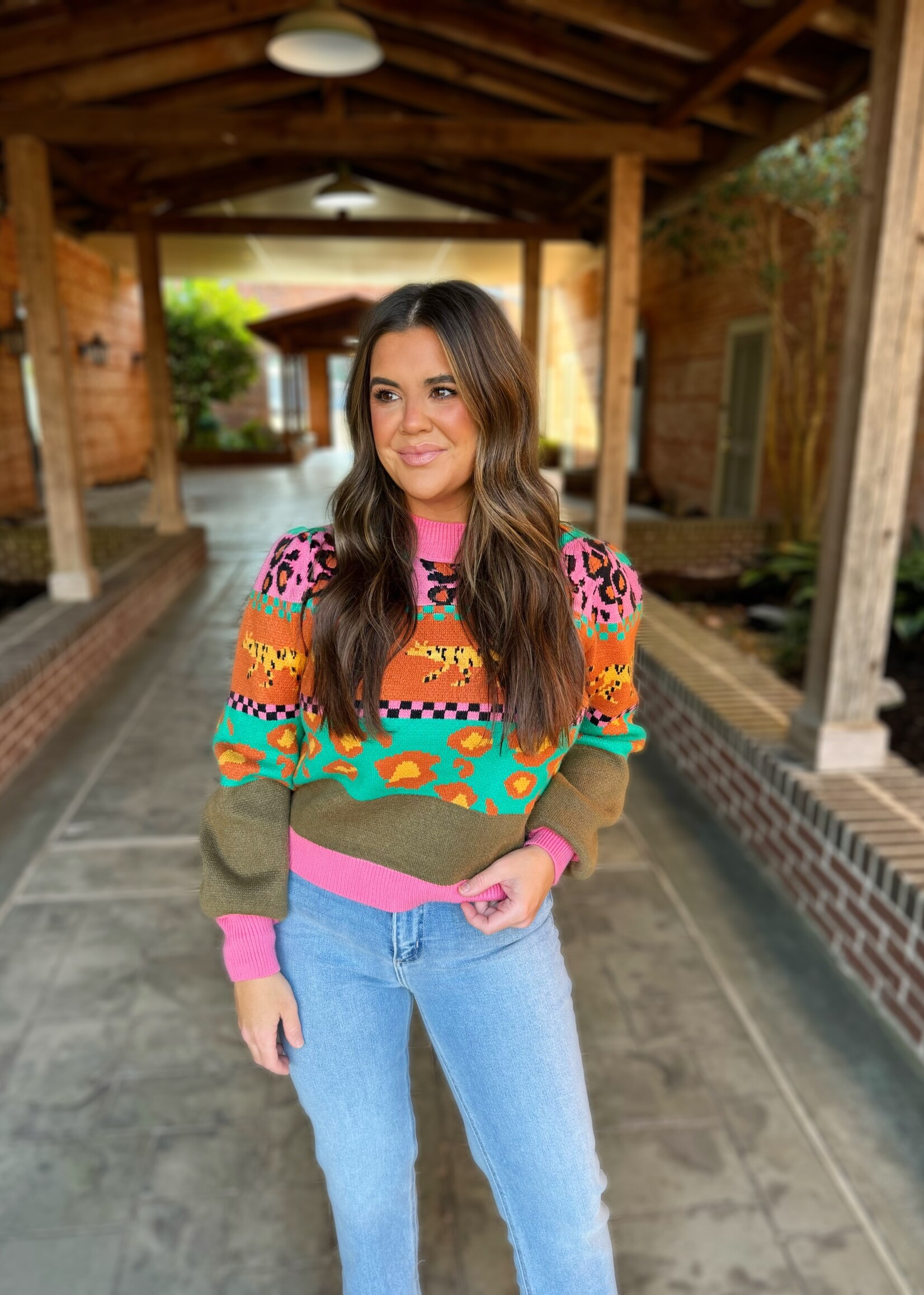 Bloom and Company Multi Colored Cheetah Print Sweater