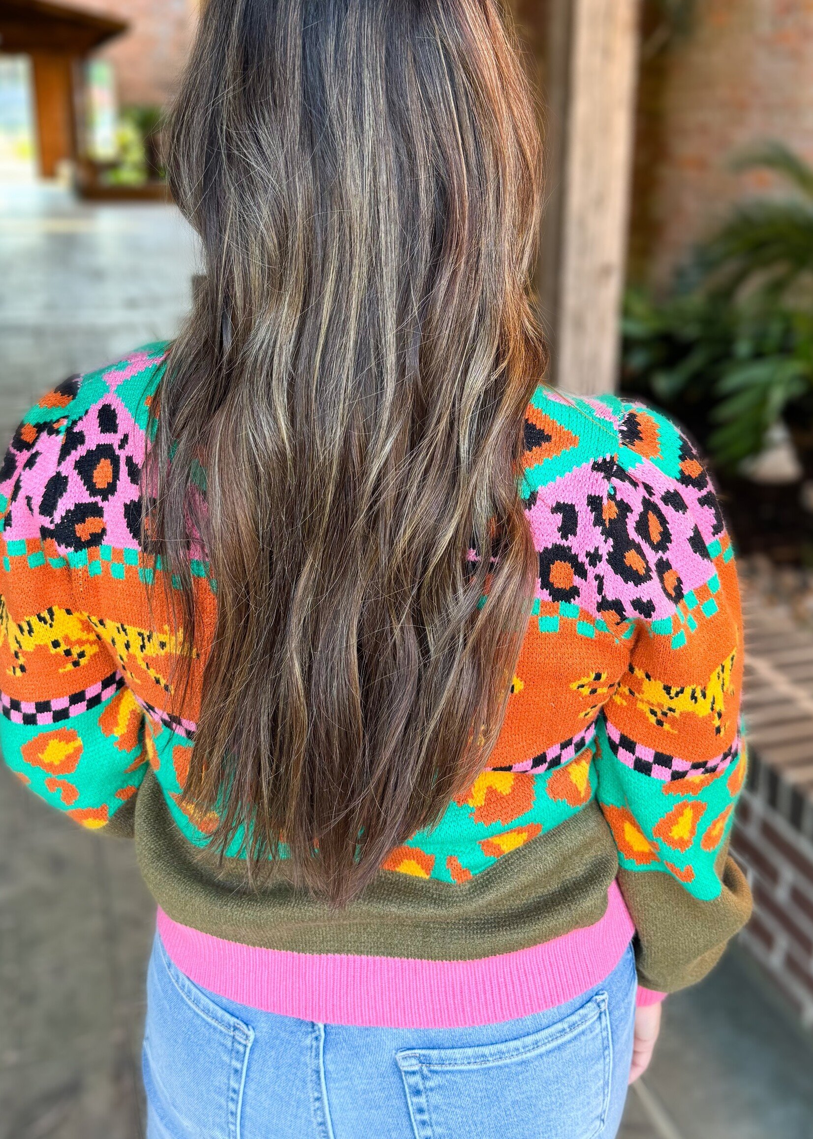 Bloom and Company Multi Colored Cheetah Print Sweater