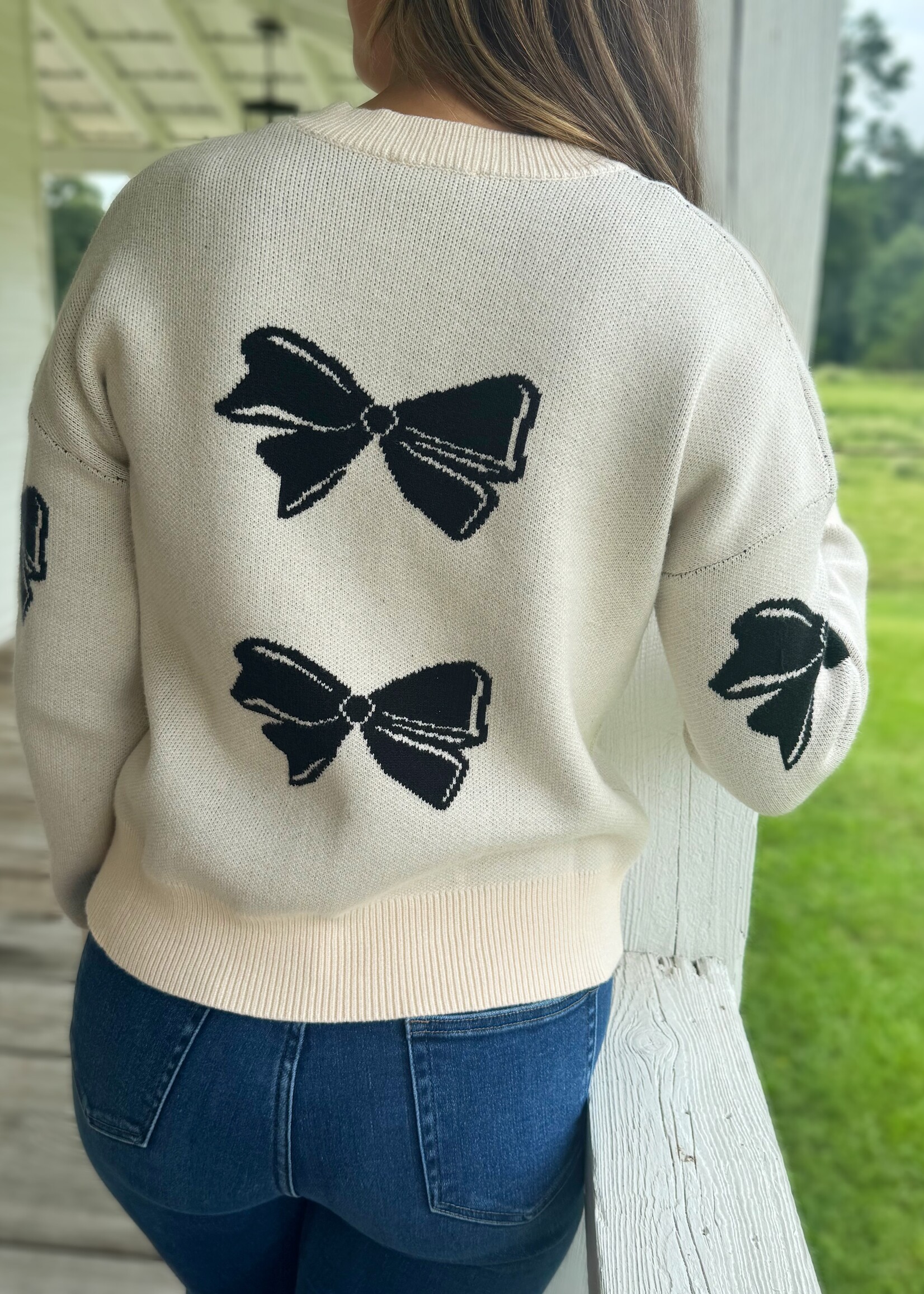 Bloom and Company Cream Bow Knit Sweater