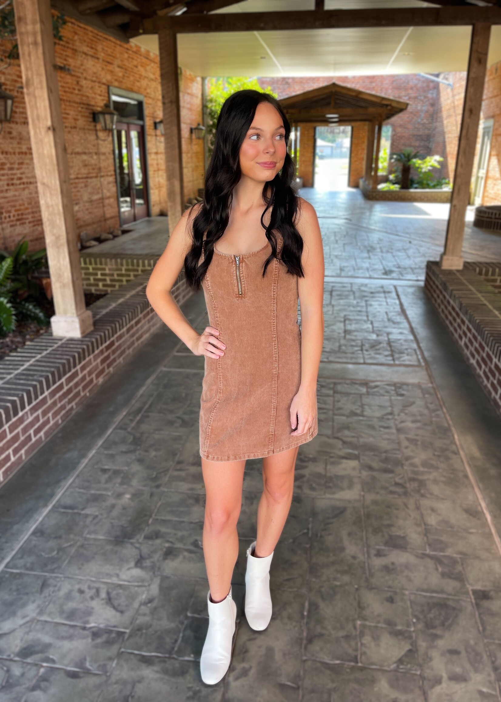 Bloom and Company Sleeveless Brown Corduroy Dress