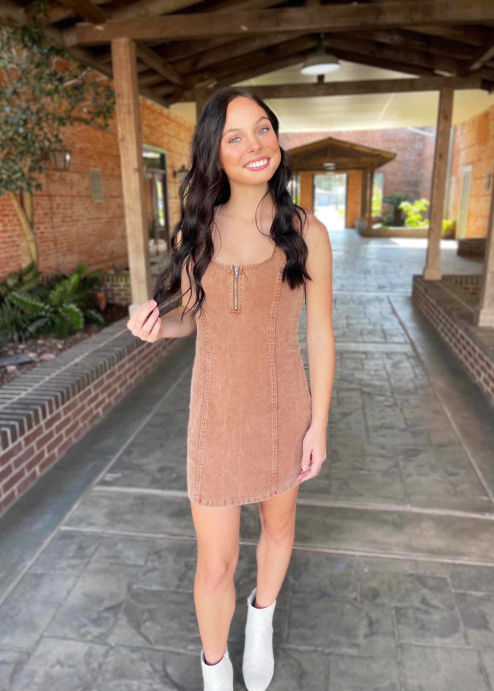 Bloom and Company Sleeveless Brown Corduroy Dress