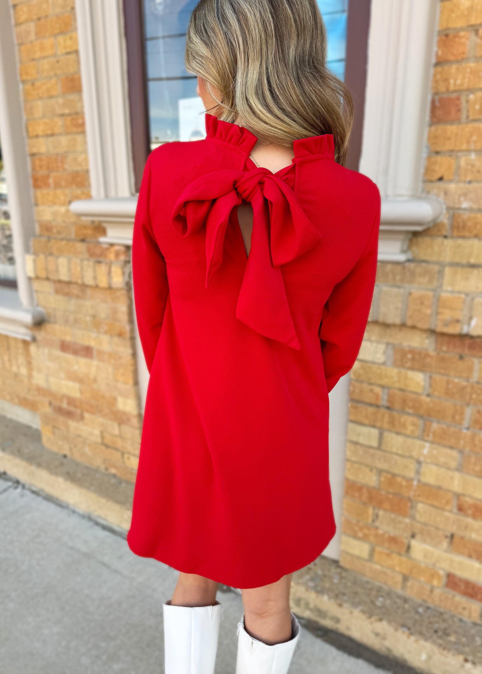 Bloom and Company Red Nivea Feather Shift Mini Dress