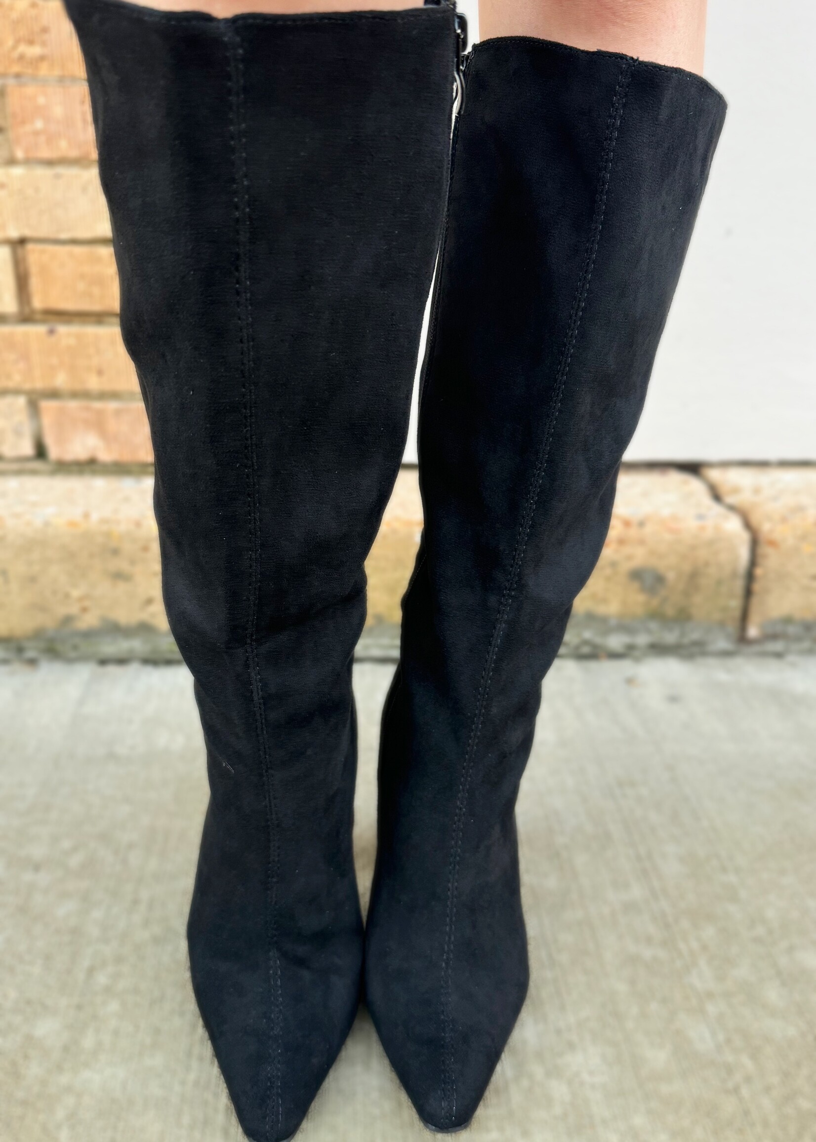 Bloom and Company High Heel Knee Boots Black