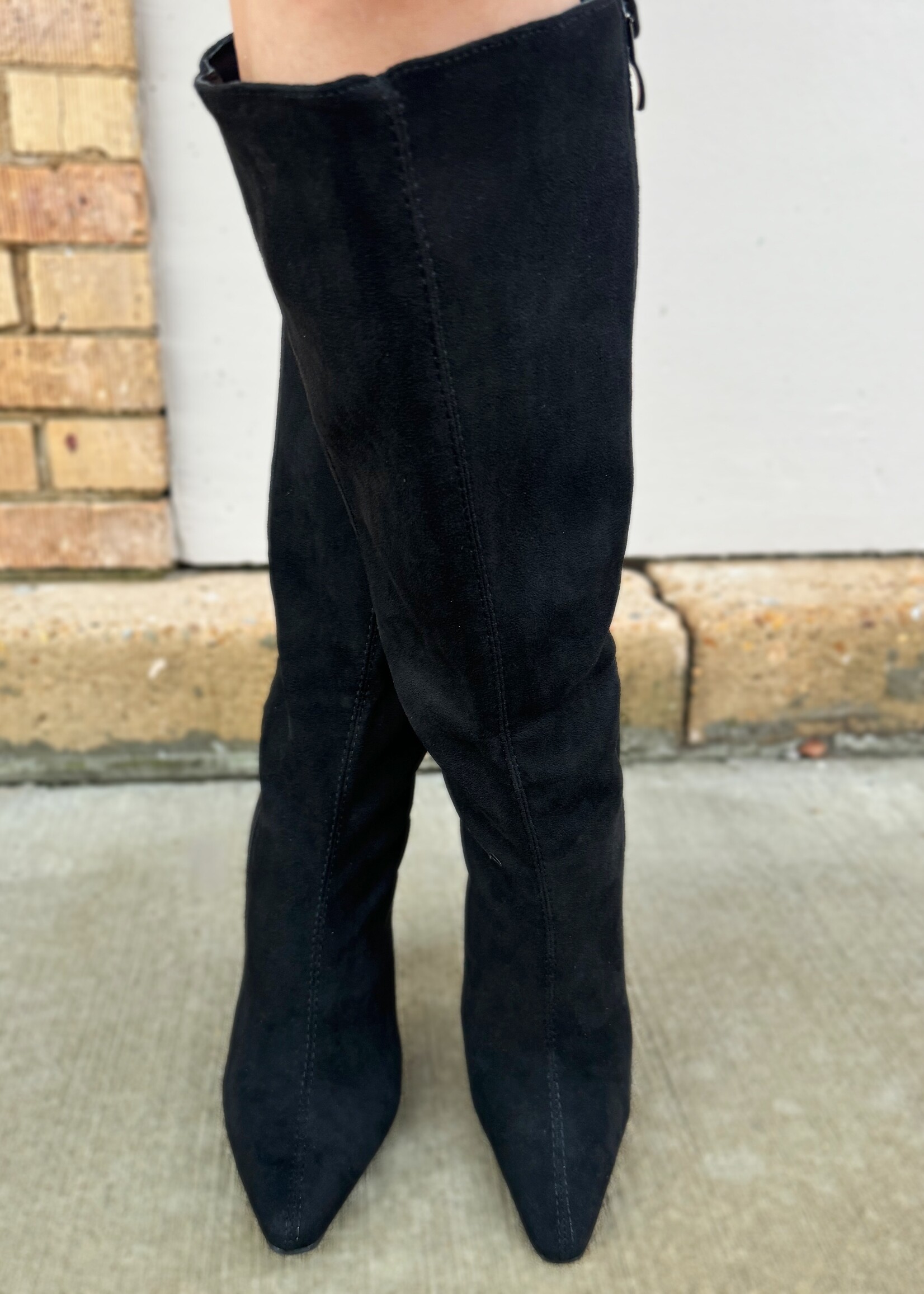 Bloom and Company High Heel Knee Boots Black