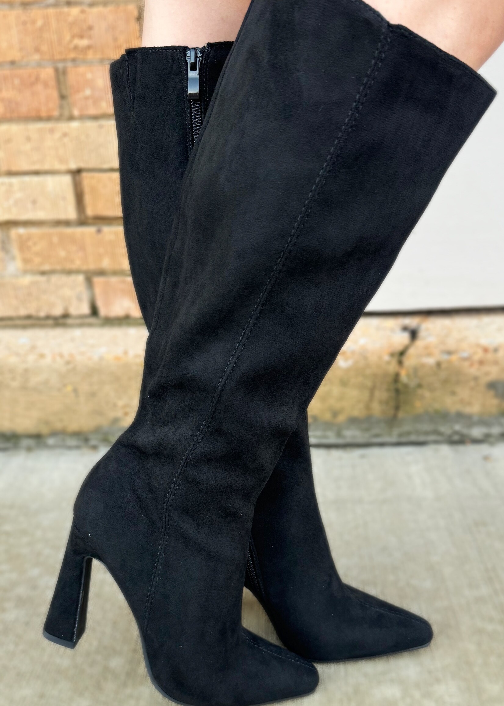 Bloom and Company High Heel Knee Boots Black