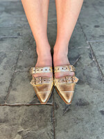 Bloom and Company Gold Pointed Toe Slip On Flats