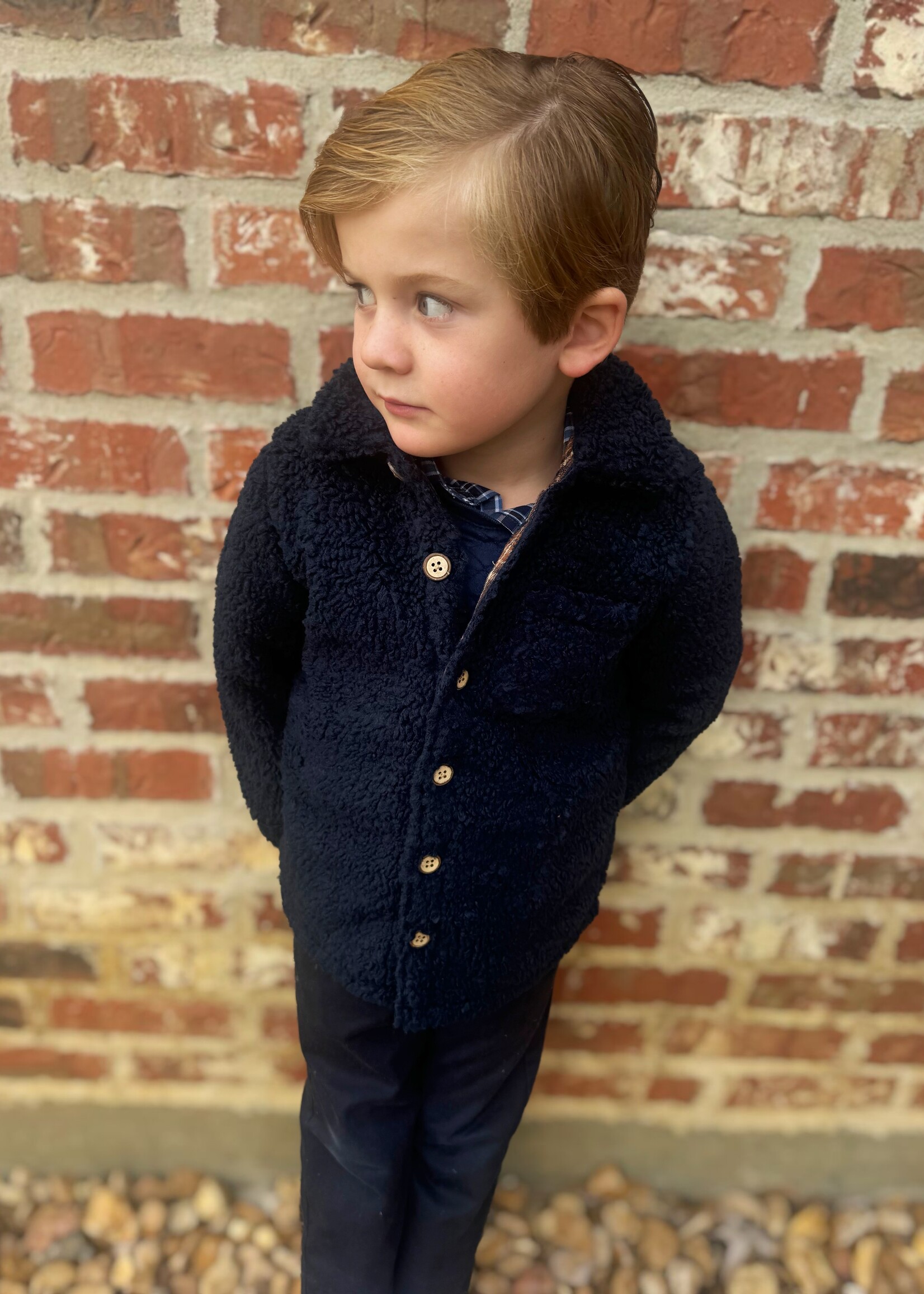 Youth Navy Sherpa Jacket
